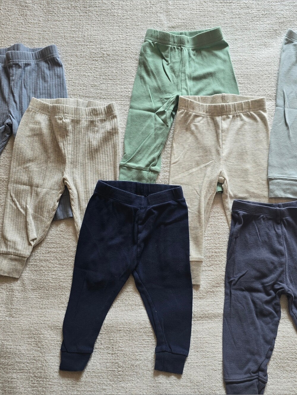 Baby Pants Set Of 7 - Navy, Green, Gray, Cream